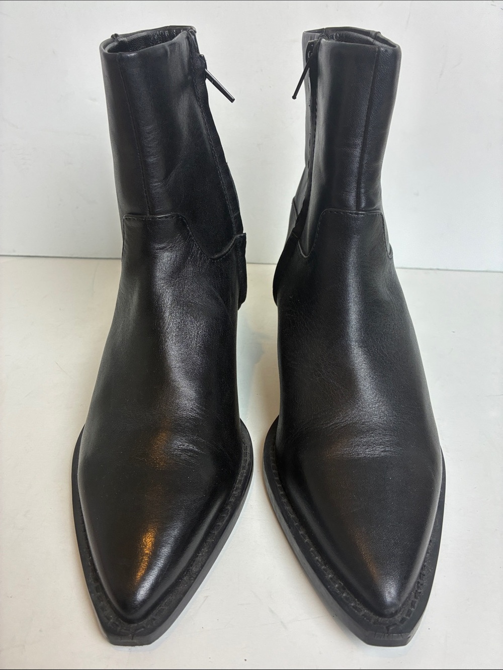 Zara leather cowboy ankle boot booties black EU 36 1122/010 western rodeo - Picture 8 of 16